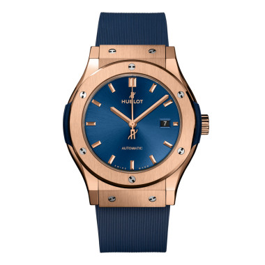 Damen- und Herrenuhr, Automatik, Hublot Classic Fusion King Gold Blue 