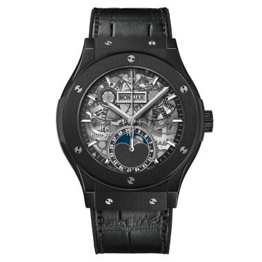 Herrenuhr, Automatik, Hublot Classic Fusion Aerofusion Moonphase Black Magic 