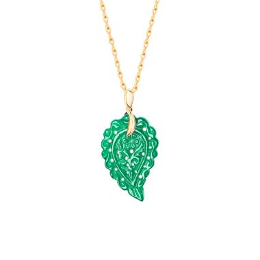 Halsschmuck, Gelbgold, Tamara Comolli INDIA Anhänger small Grüner Onyx