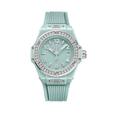 Damenuhr, Automatik, Hublot Big Bang One Click Mint Green Ceramic Diamonds 