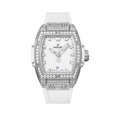 Damenuhr, Automatik, Hublot Spirit of Big Bang Steel White Pavé 