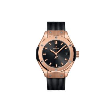 Damenuhr, Quarzwerk, Hublot Classic Fusion King Gold 