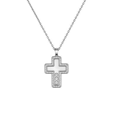 Halsschmuck, Weißgold, Chopard Happy Diamonds Cross  Anhänger
