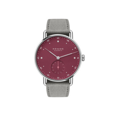 Damenuhr, Handaufzug, NOMOS Glashütte Metro 33 muted red