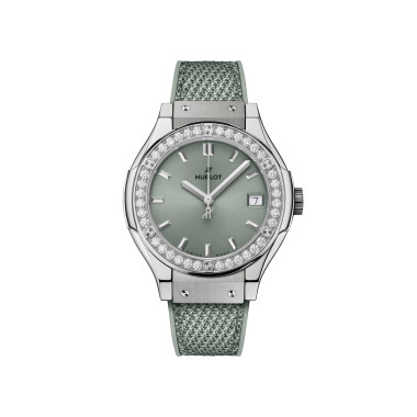         Damenuhr, Quarzwerk, Hublot Classic Fusion Titanium Sage Green Diamonds