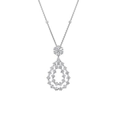 Halsschmuck, Weißgold, Chopard L'Heure Du Diamant Drop Anhänger mit Halskette