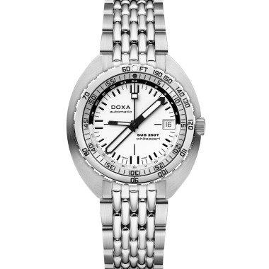 Automatik, Damen- und Herrenuhr, Doxa SUB 250T GMT WHITEPEARL
