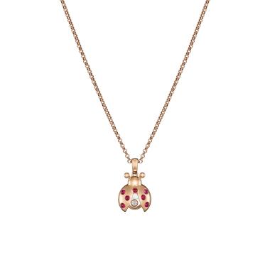Halsschmuck, Roségold, Chopard Happy Diamonds Marienkäfer Anhänger mit Halskette
