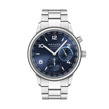         Damen- und Herrenuhr, Automatik, NOMOS Glashütte Club Sport Neomatik Weltzeit blau