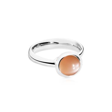 Ringe, Weißgold, Tamara Comolli BOUTON Ring small Brauner Mondstein
