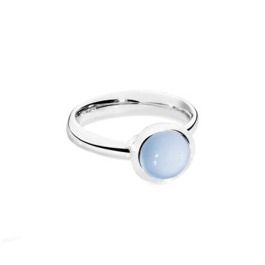 Ringe, Weißgold, Tamara Comolli BOUTON large Ring Chalcedony blue