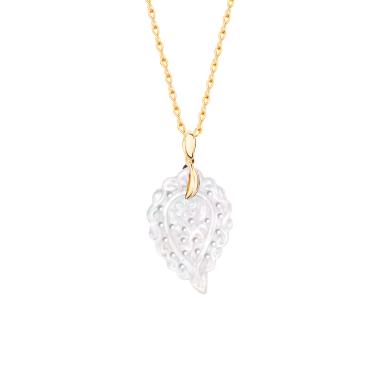 Halsschmuck, Gelbgold, Tamara Comolli INDIA Leaf Anhänger small Perlmutt