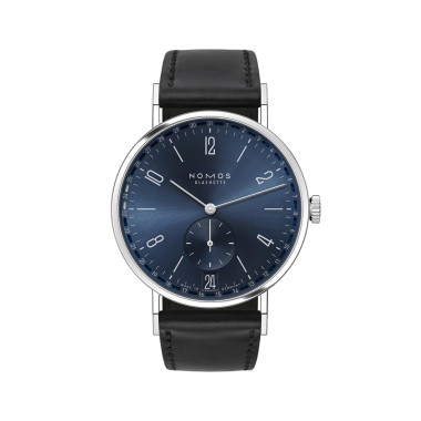 Damen- und Herrenuhr, Handaufzug, NOMOS Glashütte Tangente 2date blau