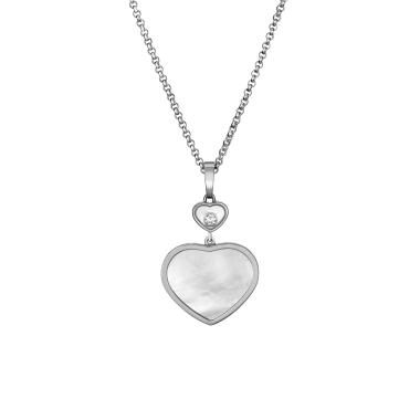 Halsschmuck, Weißgold, Chopard Happy Hearts Anhänger mit Kette