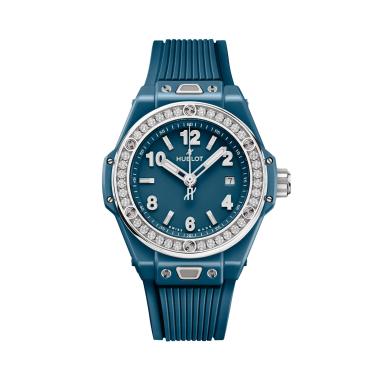 Damenuhr, Automatik, Hublot Big Bang One Click Petrol Blue Ceramic Diamonds 