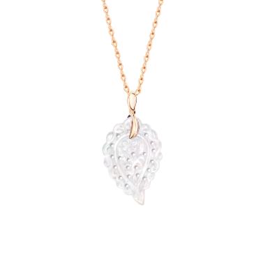 Halsschmuck, Roségold, Tamara Comolli INDIA Leaf Anhänger Small Perlmutt