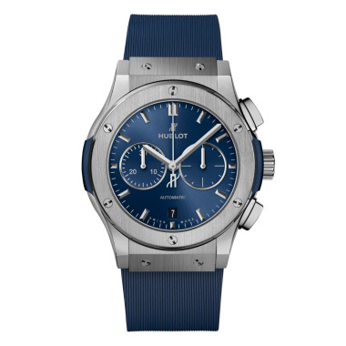         Damen- und Herrenuhr, Automatik, Hublot Classic Fusion Chronograph Titanium Blue 