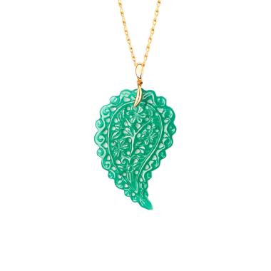 Halsschmuck, Gelbgold, Tamara Comolli INDIA Anhänger large Grüner Onyx