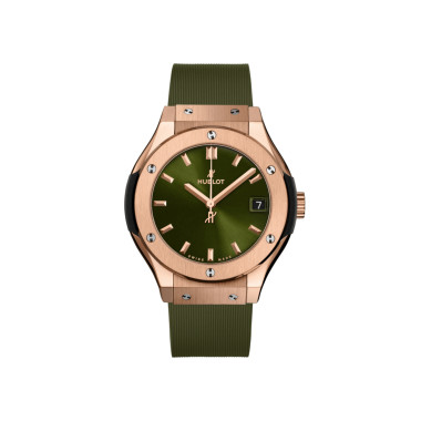         Damenuhr, Quarzwerk, Hublot Classic Fusion King Gold Green 