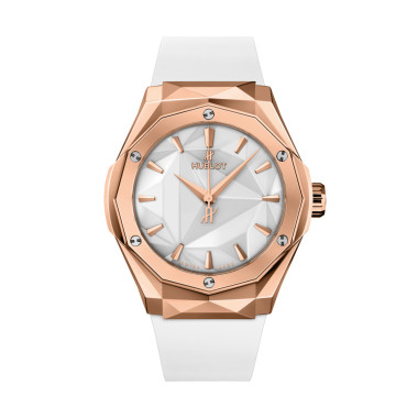Damen- und Herrenuhr, Automatik, Hublot Classic Fusion Orlinski King Gold White 