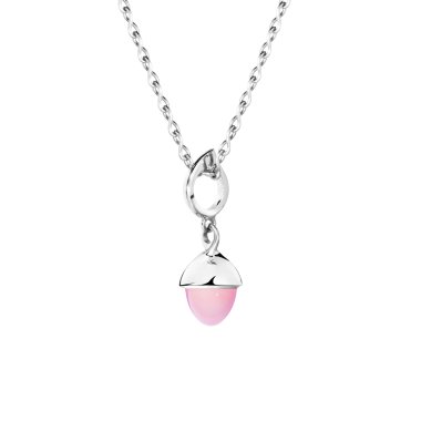 Halsschmuck, Weißgold, Tamara Comolli MIKADO Flamenco Anhänger pinker Chalcedon
