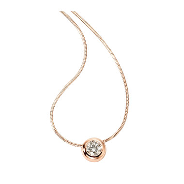 Halsschmuck, Rotgold, Atelier Mühlbacher ONE Solitaire Anhänger Zarge mit Halskette in Rotgold