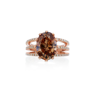         Rotgold, Ringe, Atelier Mühlbacher Cognac Diamond Oval Ring
