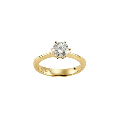         Gelbgold, Ringe, Atelier Mühlbacher ONE Solitärring 6er-Krappe in Gelbgold