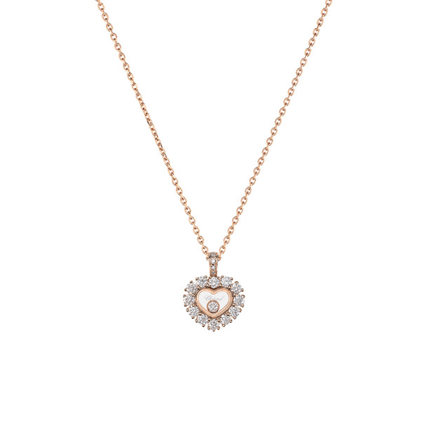         Roségold, Halsschmuck, Chopard Happy Diamonds Icons Joaillerie Anhänger mit Halskette