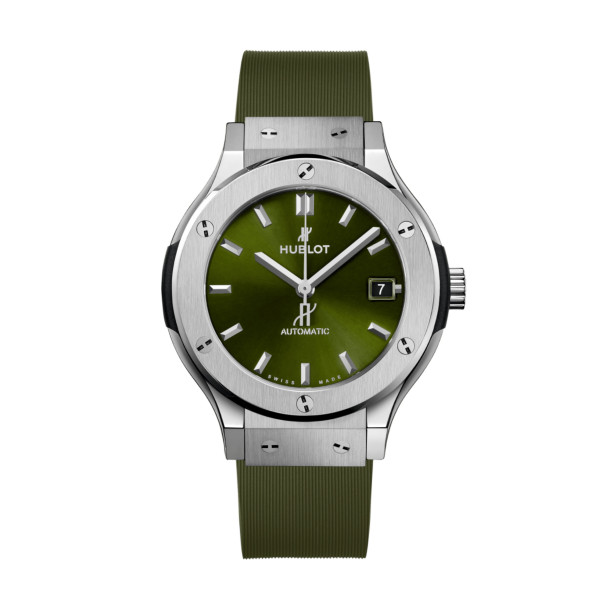         Damen- und Herrenuhr, Automatik, Hublot Classic Fusion Titanium Green 
