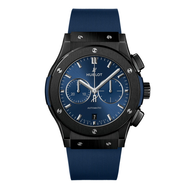         Damen- und Herrenuhr, Automatik, Hublot Classic Fusion Ceramic Blue Chronograph 