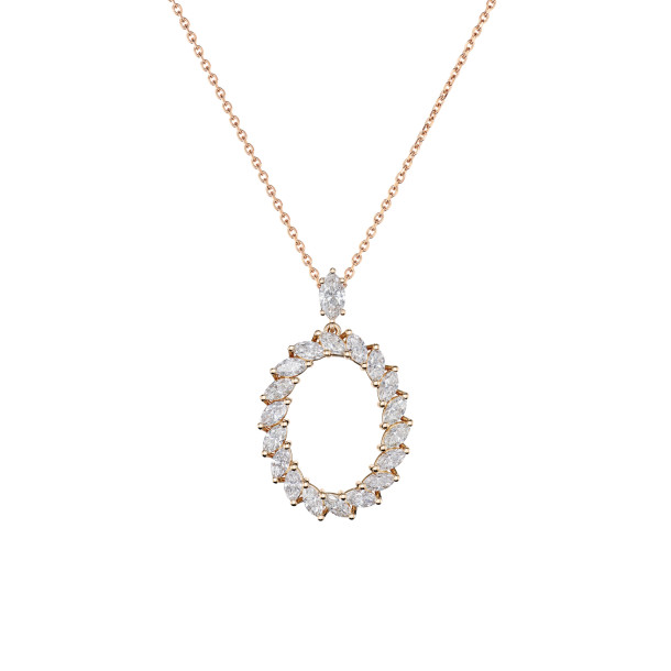         Roségold, Halsschmuck, Chopard L'Heure du Diamant Marquise Anhänger mit Halskette