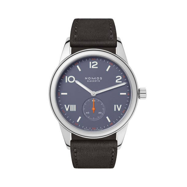        Damen- und Herrenuhr, Handaufzug, NOMOS Glashütte Club Campus 38 blue purple
