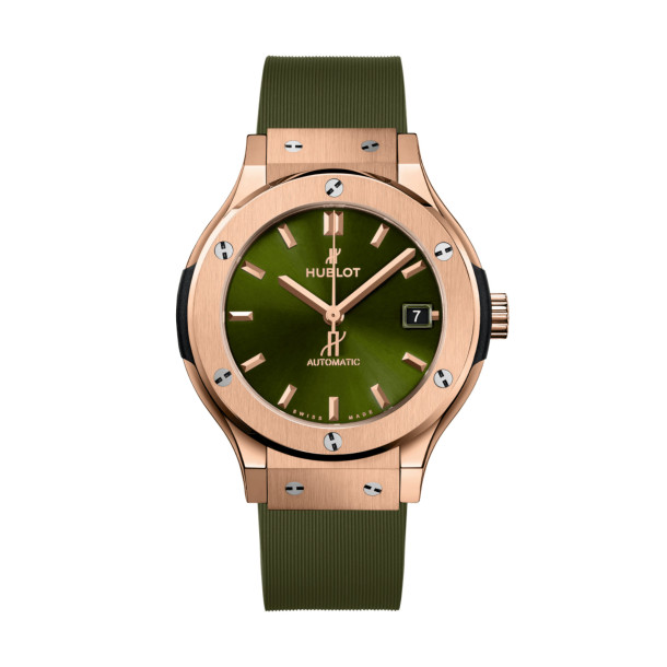         Damen- und Herrenuhr, Automatik, Hublot Classic Fusion King Gold Green 