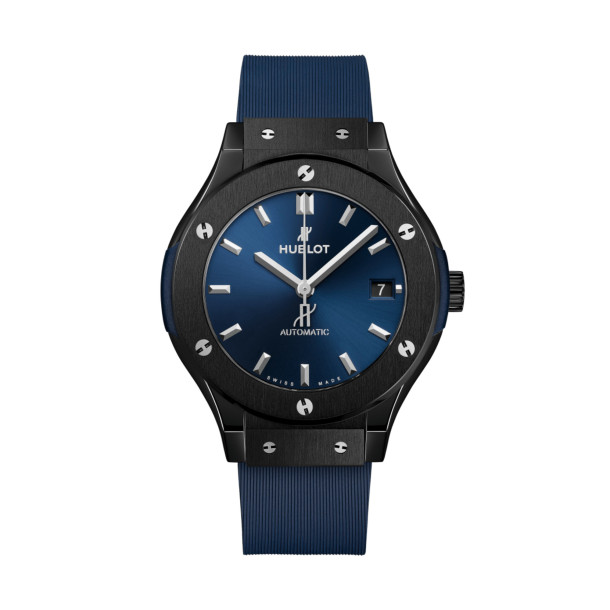         Damen- und Herrenuhr, Automatik, Hublot Classic Fusion Ceramic Blue 