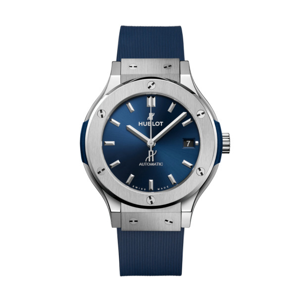         Damen- und Herrenuhr, Automatik, Hublot Classic Fusion Titanium Blue 