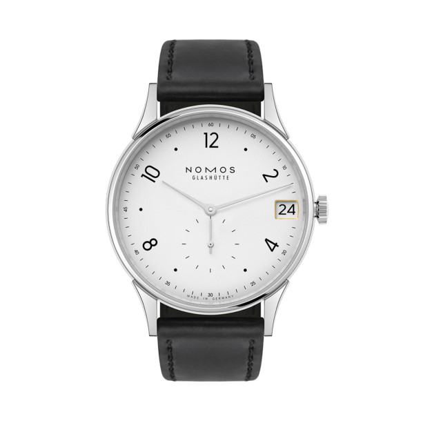         Damen- und Herrenuhr, Handaufzug, NOMOS Glashütte Minimatik 39 Datum