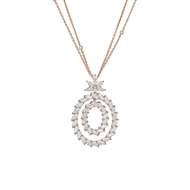         Roségold, Halsschmuck, Chopard L'Heure du Diamant Marquise Anhänger mit Halskette
