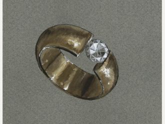 Handgezeichneter Entwurf eines individuell gestalteten Verlobungsrings