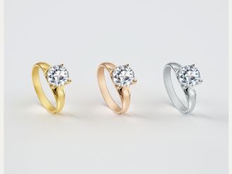 Verlobungsringe in Gelbgold, Roségold und Weißgold mit Diamant – Vergleich der Goldfarben bei Solitärringen