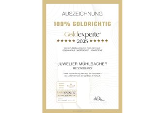 Goldexperten-Zertifikat 2025 – Juwelier Mühlbacher, zertifizierter Goldankauf in Regensburg