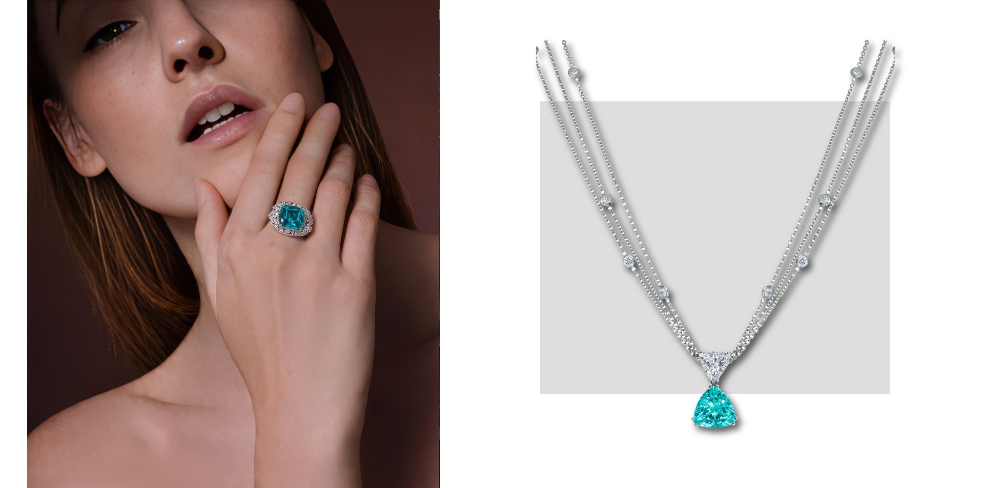 High Jewellery Collier aus der Unique Kollektion von Atelier Mühlbacher mit hochkarätigem türkisfarbenem Farbstein und Diamanten in Weißgold, einzeln gefertigt im Meisteratelier.